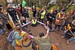 Photo of people demonstrating a 'lock on'