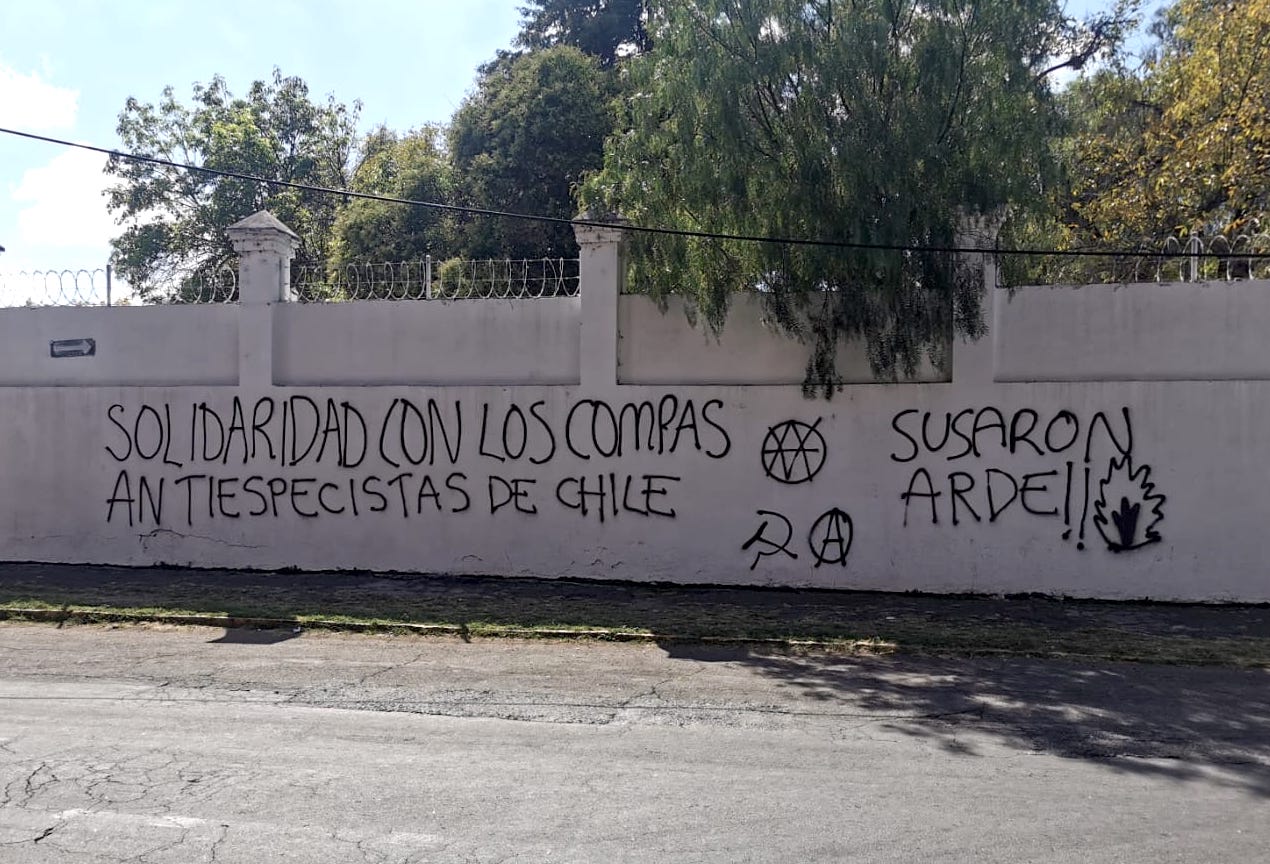Solidaridad con los compas antiespecistas de Chile. Susaron Arde!!